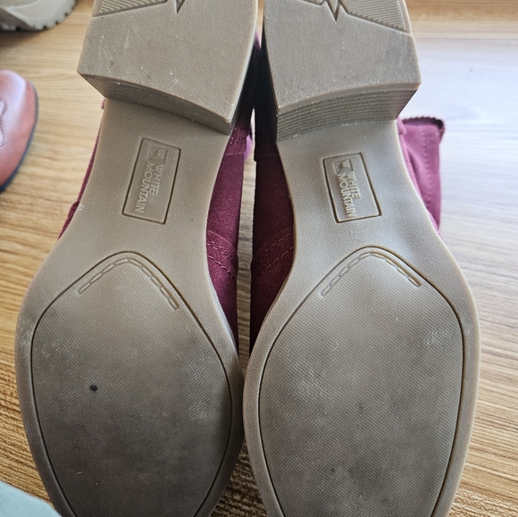 White Mountain Genuine Leather burgundy purple heeled boots Size 10 - Picture 10 of 11